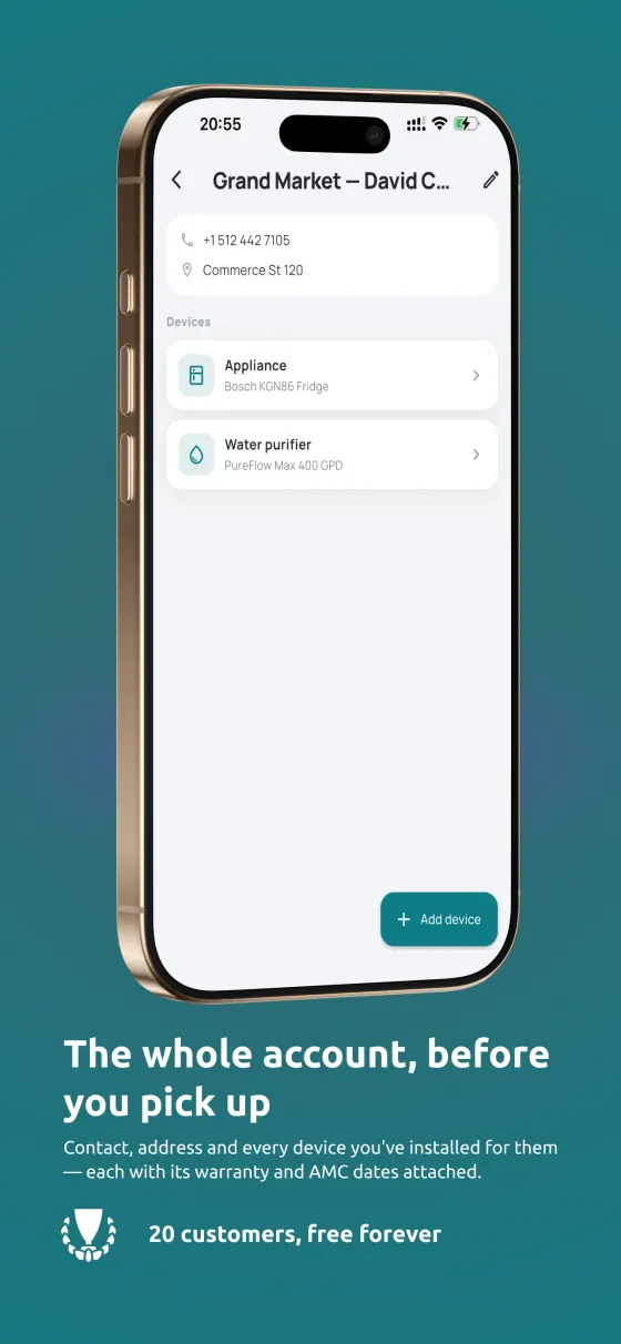 Duevo — the whole account in front of you before you pick up the phone