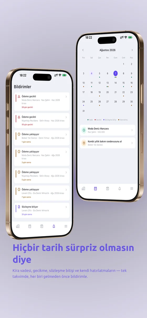 RentMind — kira vadesi, gecikme ve sözleşme bitişi tek takvimde